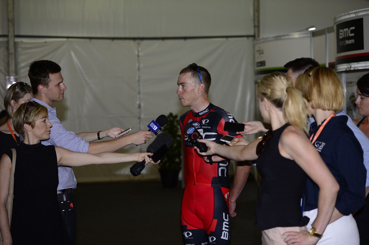 Rohan Dennis with the media pre-ride