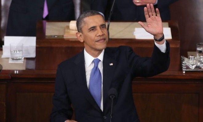 President Barack Obama delivers his State of the Union speech before a joint session of Congress at the U.S. Capitol February 12, 2013.