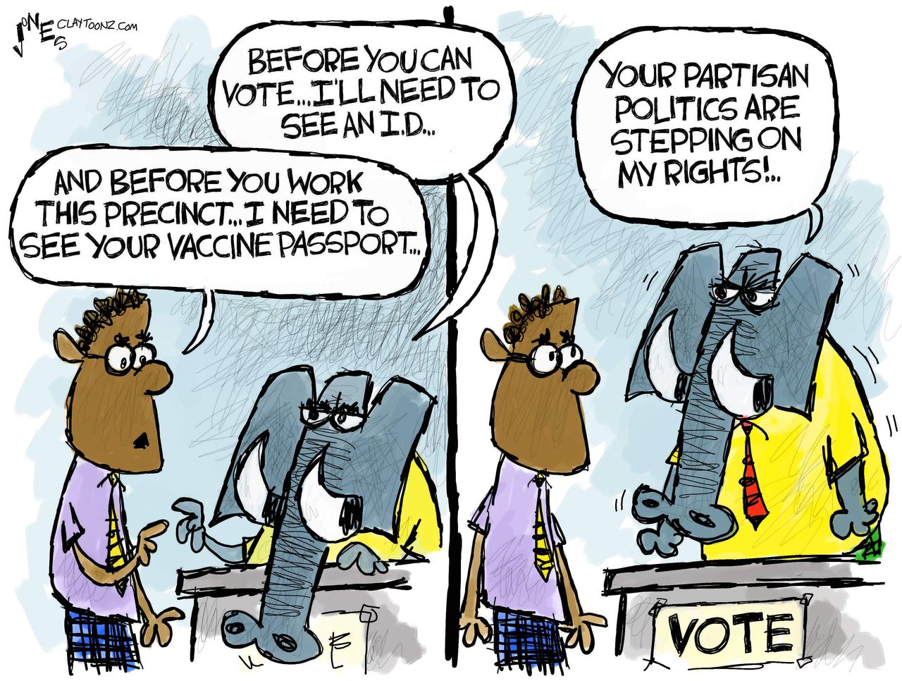 Political Cartoon U.S. gop covid vaccine voting rights