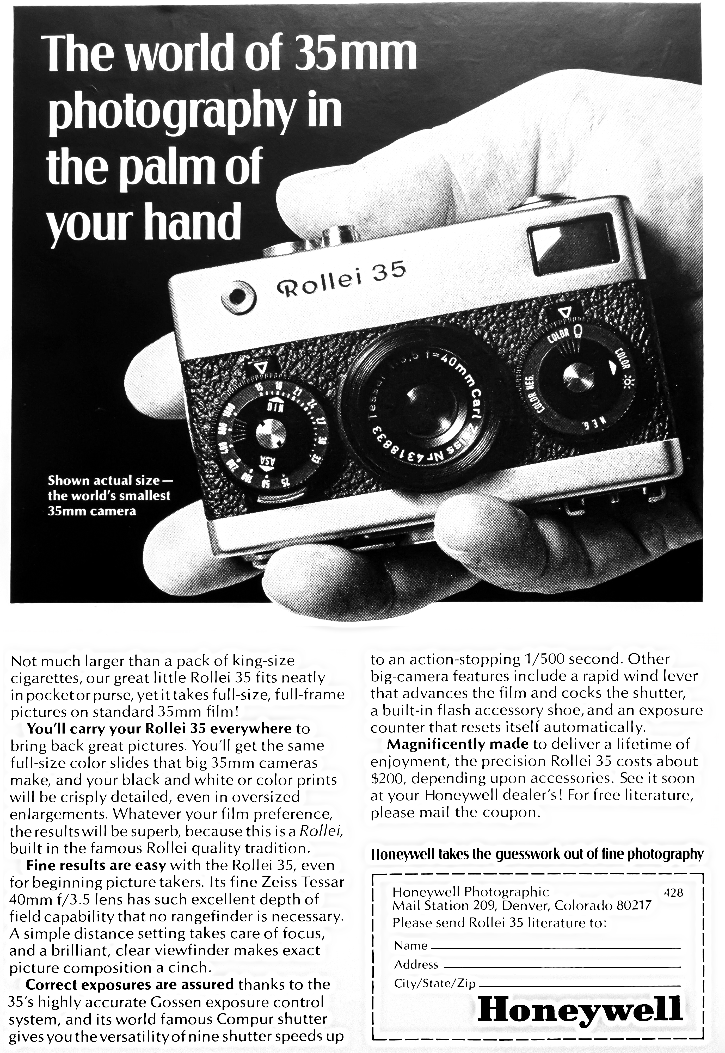 Magazine advert for the Rollei 35 from 1969