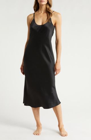 Lunya black slip dress