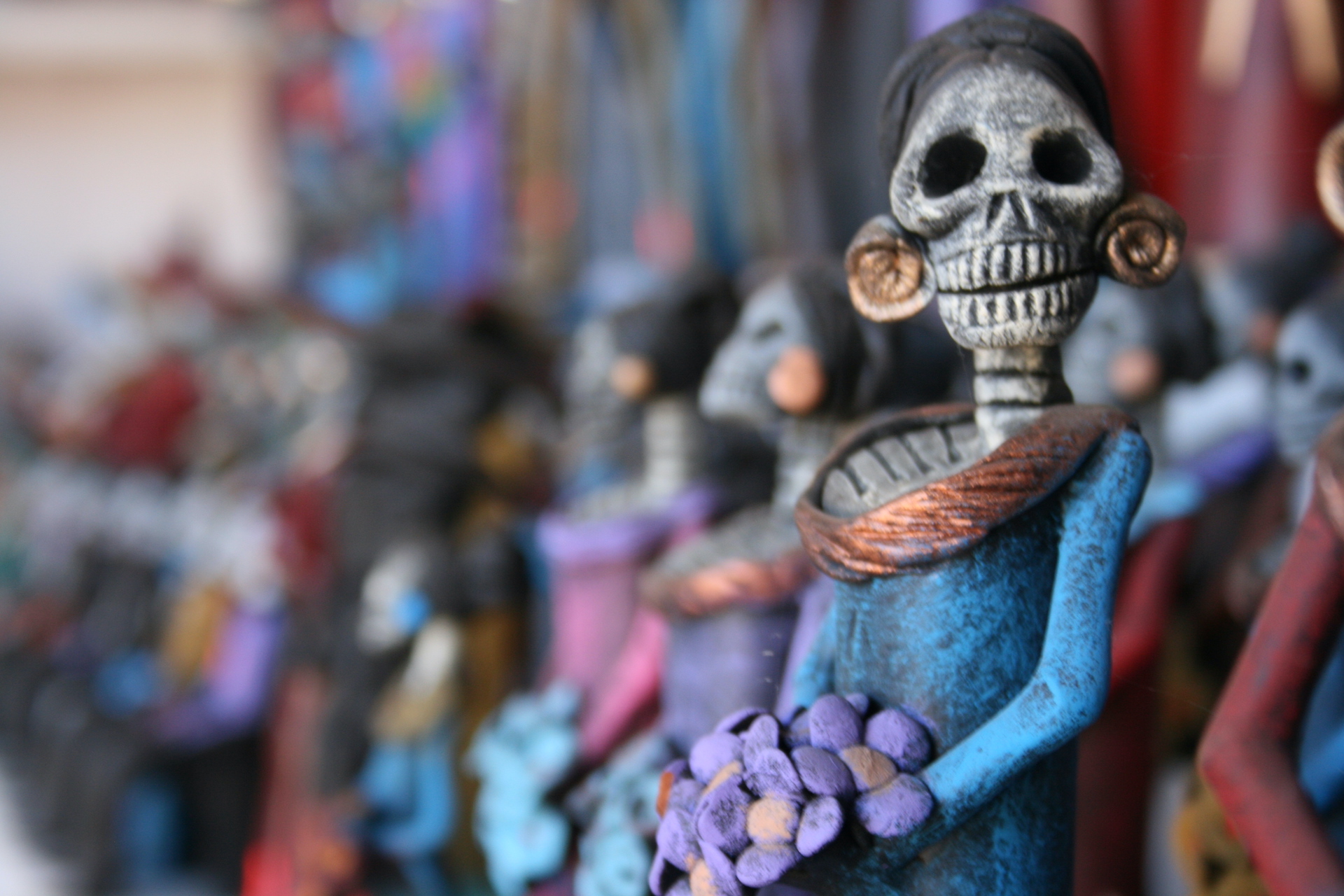A calavera – Day of the Dead skeleton – all dressed up for that afterlife party.