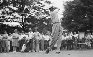 Byron Nelson plays a drive in 1945
