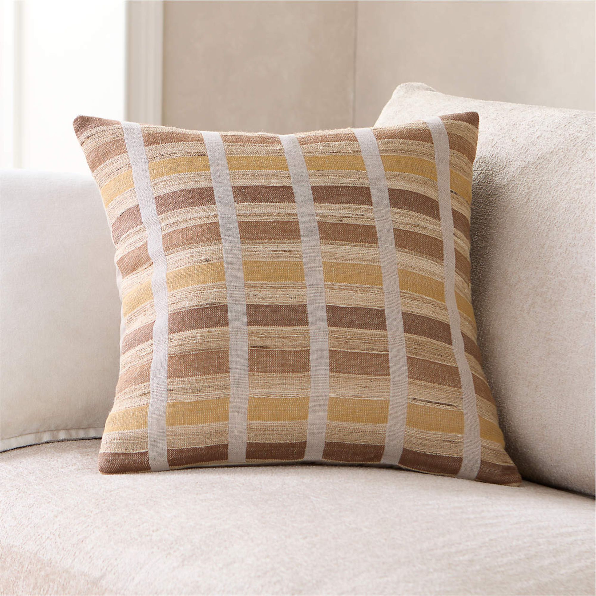 Orange and brown block pillow cover