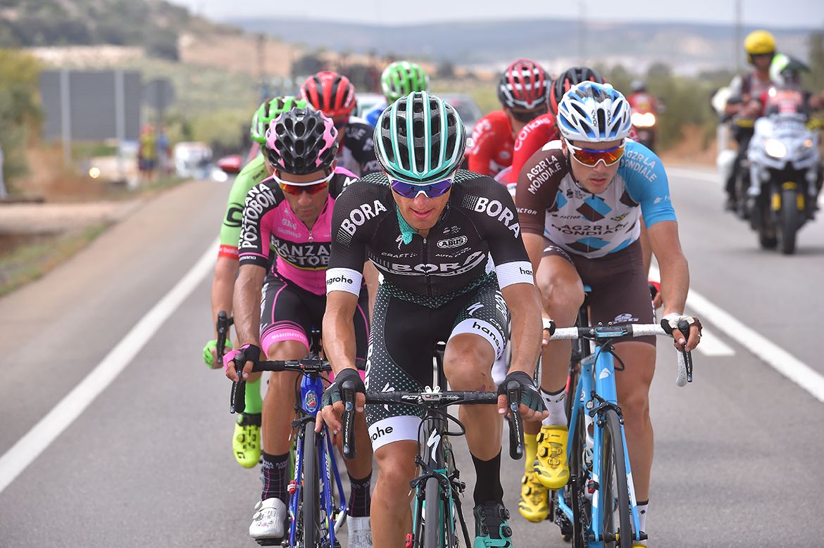 Rafal Majka leading the breakaway on the Vuelta a Espa&ntilde;a's 14th stage