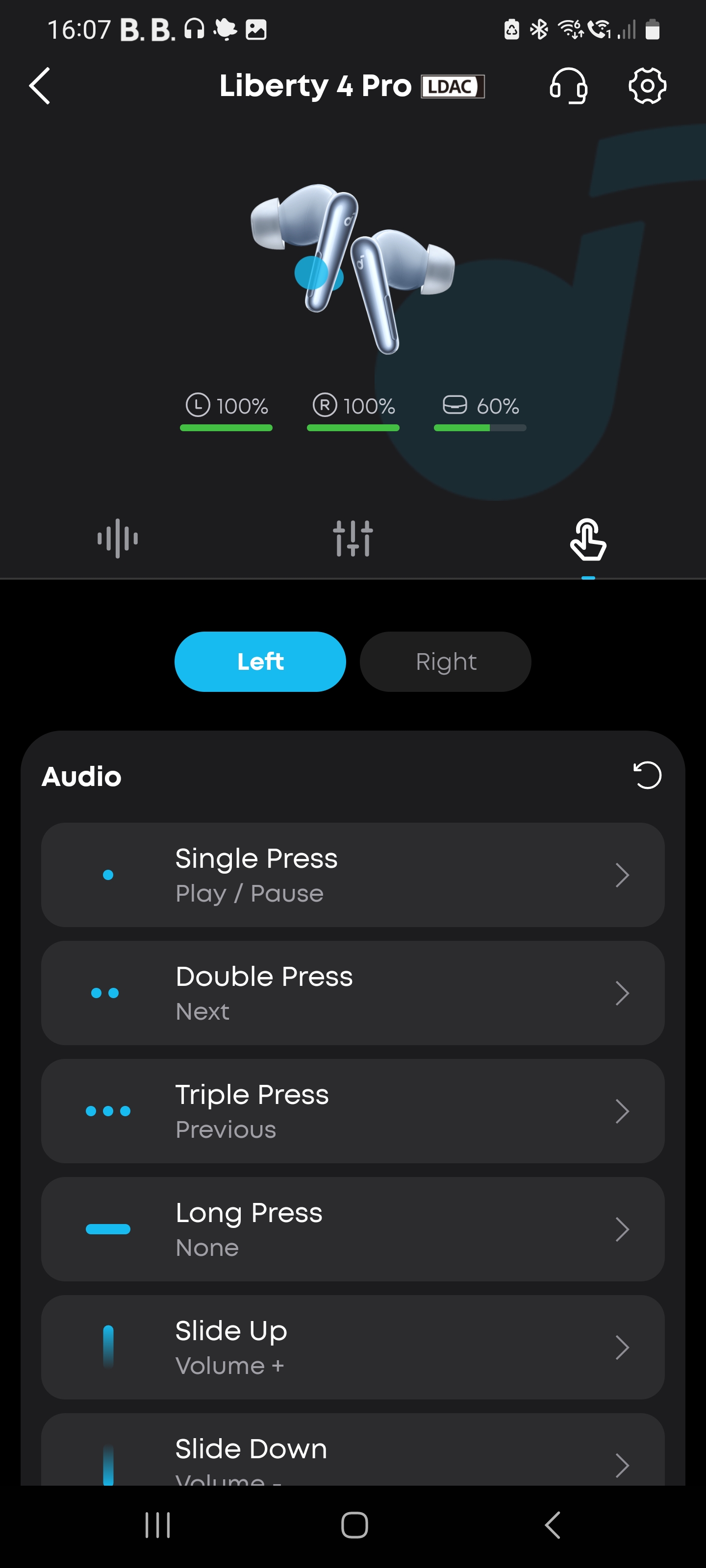 The Soundcore mobile phone application on Android.