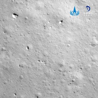 China's Chang'e 5 moon lander captured this view of the lunar surface as it approached its landing site in the Ocean of Storms region of the moon during a successful landing on Dec. 1, 2020