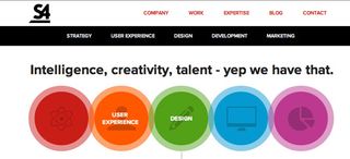 The 'Expertise' page employs an interesting, circle-based approach to navigation