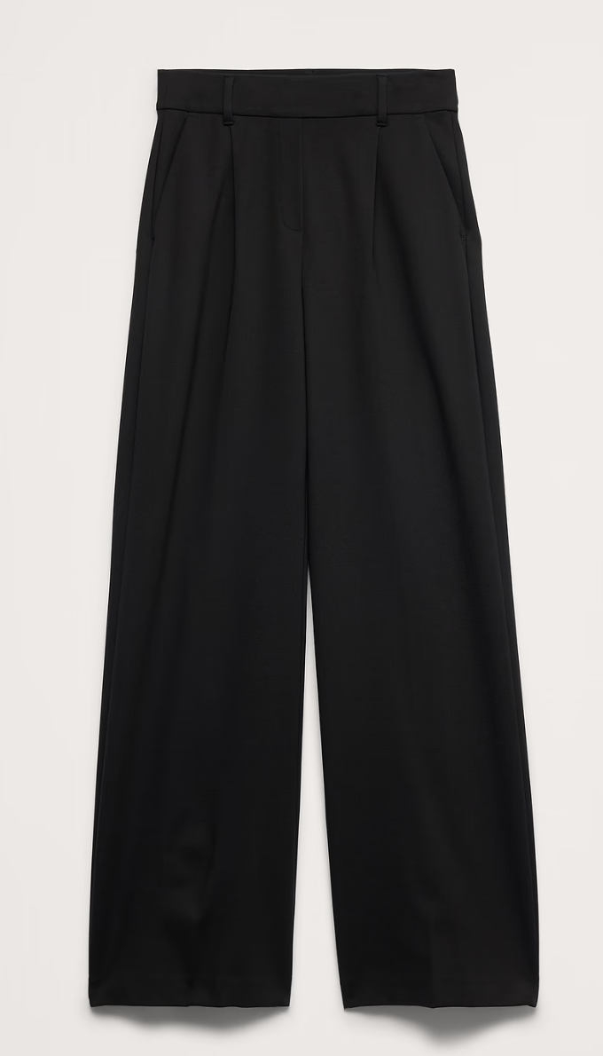 Banana Republic, High-Rise Wide-Leg Drapey Ponte Pull-On Pant
