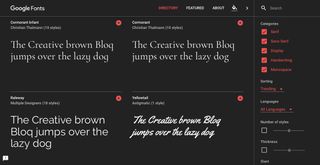 The new sidebar lets you easily narrow down your font type