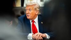  US President Donald Trump speaks during a proclamation signing in the Oval Office of the White House on Monday August 25, 2025.