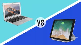 Laptop vs tablet; photos of a MacBook Air and an iPad Pro