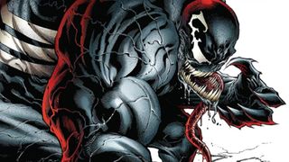 Venom roars in Rick Remender and Tony Moore's run of the Venom comics.