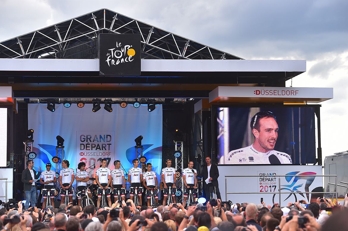 John Degenkolb (Trek-Segafredo) interviewed at the Tour de France grand depart
