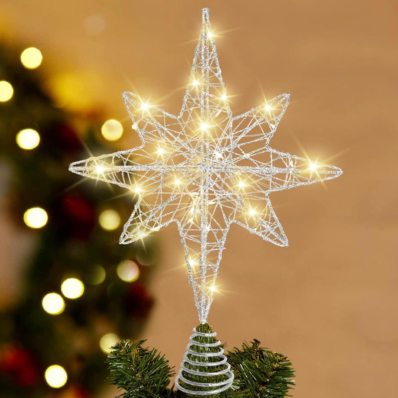 The Holiday Aisle&amp;reg; Christmas Tree Topper Lighted 13.5&amp;rdquo; Star Tree Toppers With 20 Led Lights Christmas Tree Top Ornament for New Year Holiday Home Office Indoor Decorations | Wayfair
