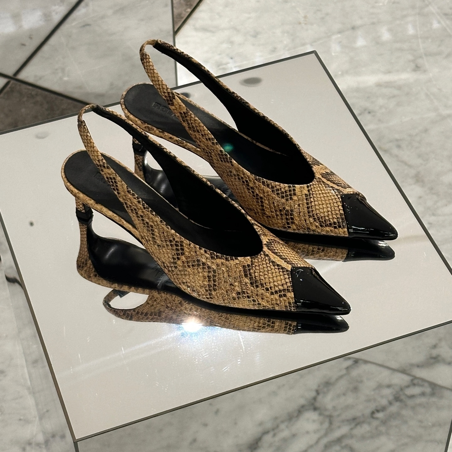 Level Shoes snakeskin slingback pumps