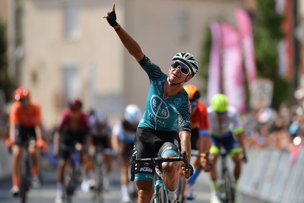 BEZIERS FRANCE AUGUST 01 Arrival Bryan Coquard of France and Team BB Hotels Vital Concept Celebration during the 44th La Route dOccitanie La Depeche du Midi 2020 Stage 1 a 187km stage from Saint Affrique to Cazouls ls Bziers RouteOccitanie RDO2020 on August 01 2020 in Beziers France Photo by Justin SetterfieldGetty Images