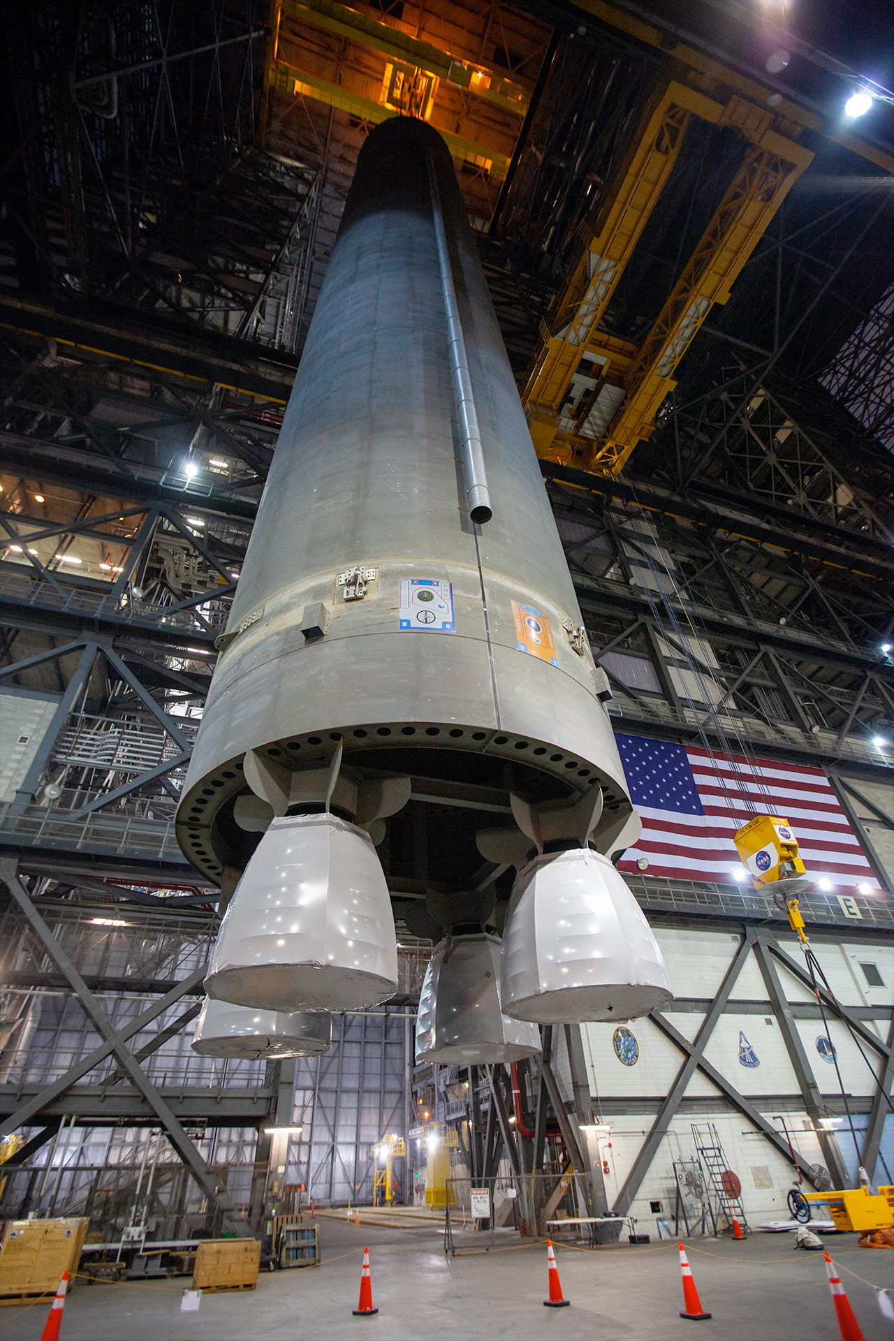 a massive rocket in a hangar