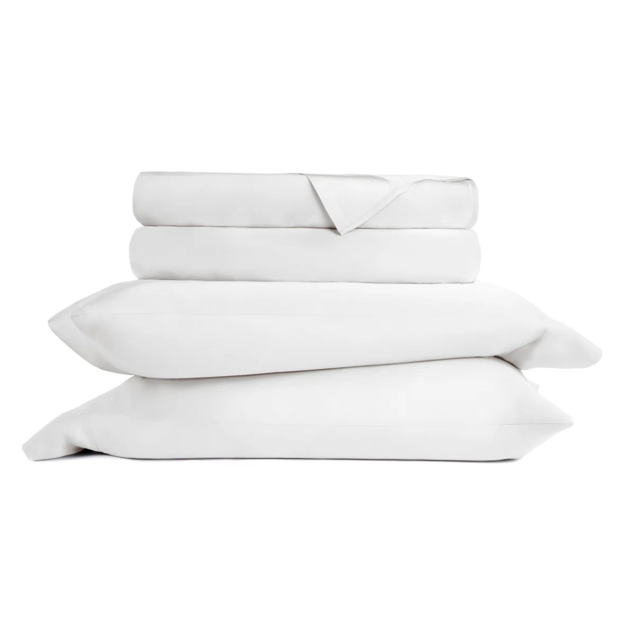A stack of white cooling bedsheets
