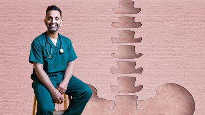 Dr Amir Khan with lower back pain concept