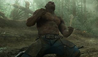 Guardians of the Galaxy Vol. 2 Dave Bautista Drax angered on his knees