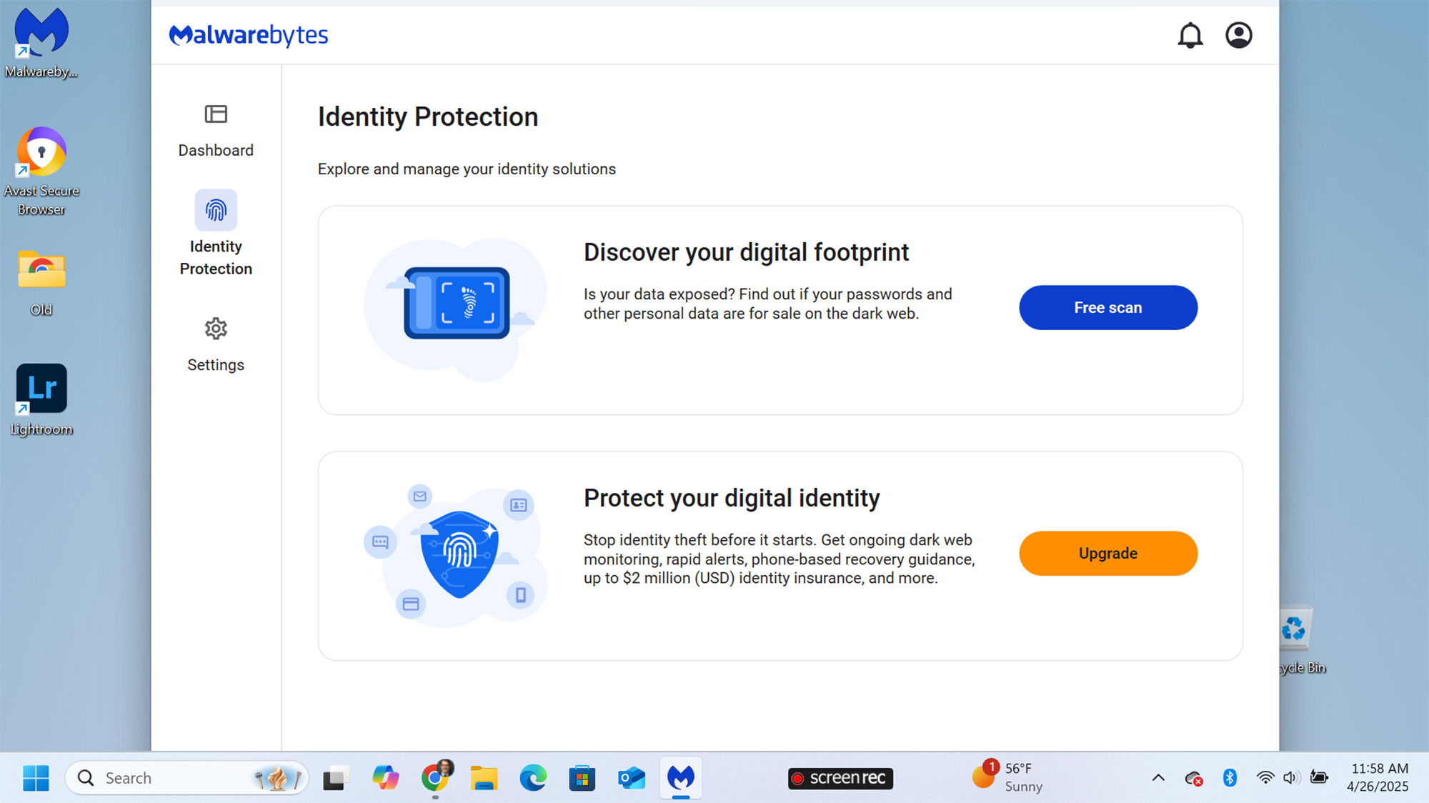 Malwarebytes Plus app screen shot