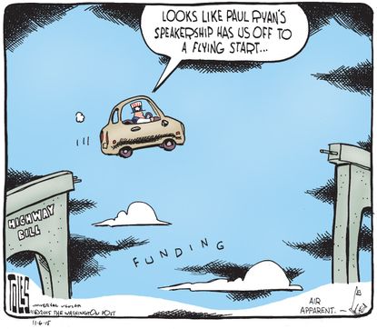 Political cartoon U.S. Paul Ryan Highway Bill