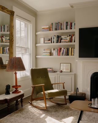 Living room with book shelves