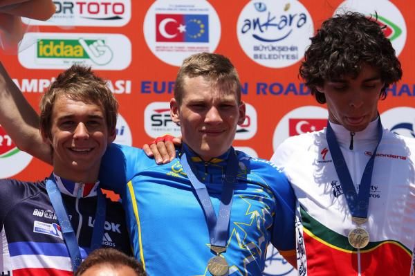 Podium including race winner Blaz Bogataj (Slovenia)
