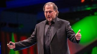 Marc Benioff, chief executive officer of Salesforce Inc. speaks during a keynote