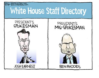 Political Cartoon U.S. White House Spokesmen