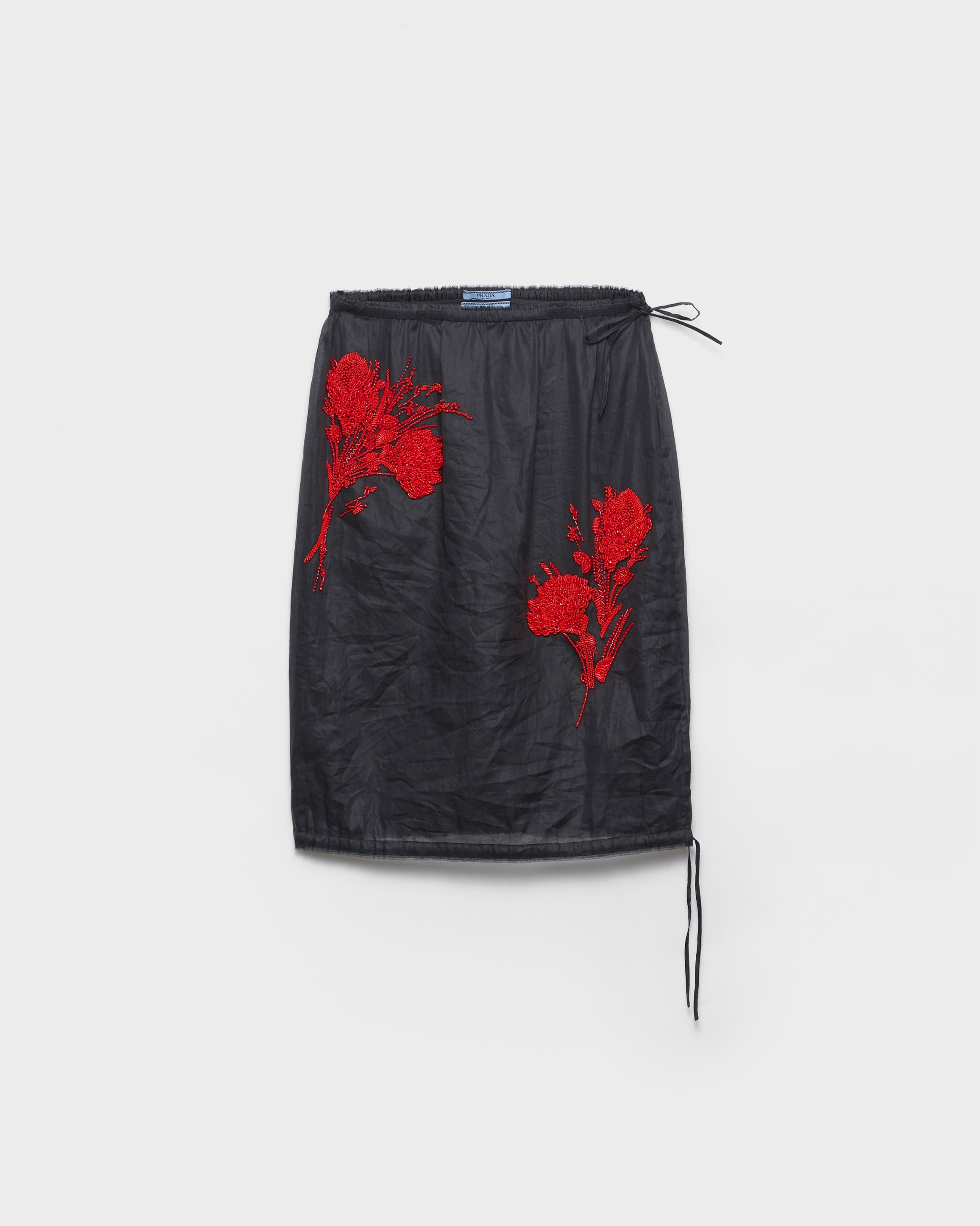 Embroidered Organdy Midi-Skirt