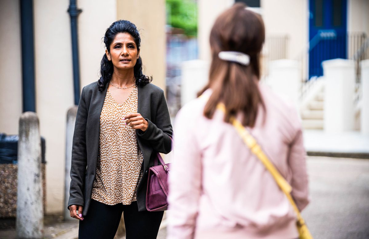 Suki Panesar is confronted by Honey Mitchell in EastEnders