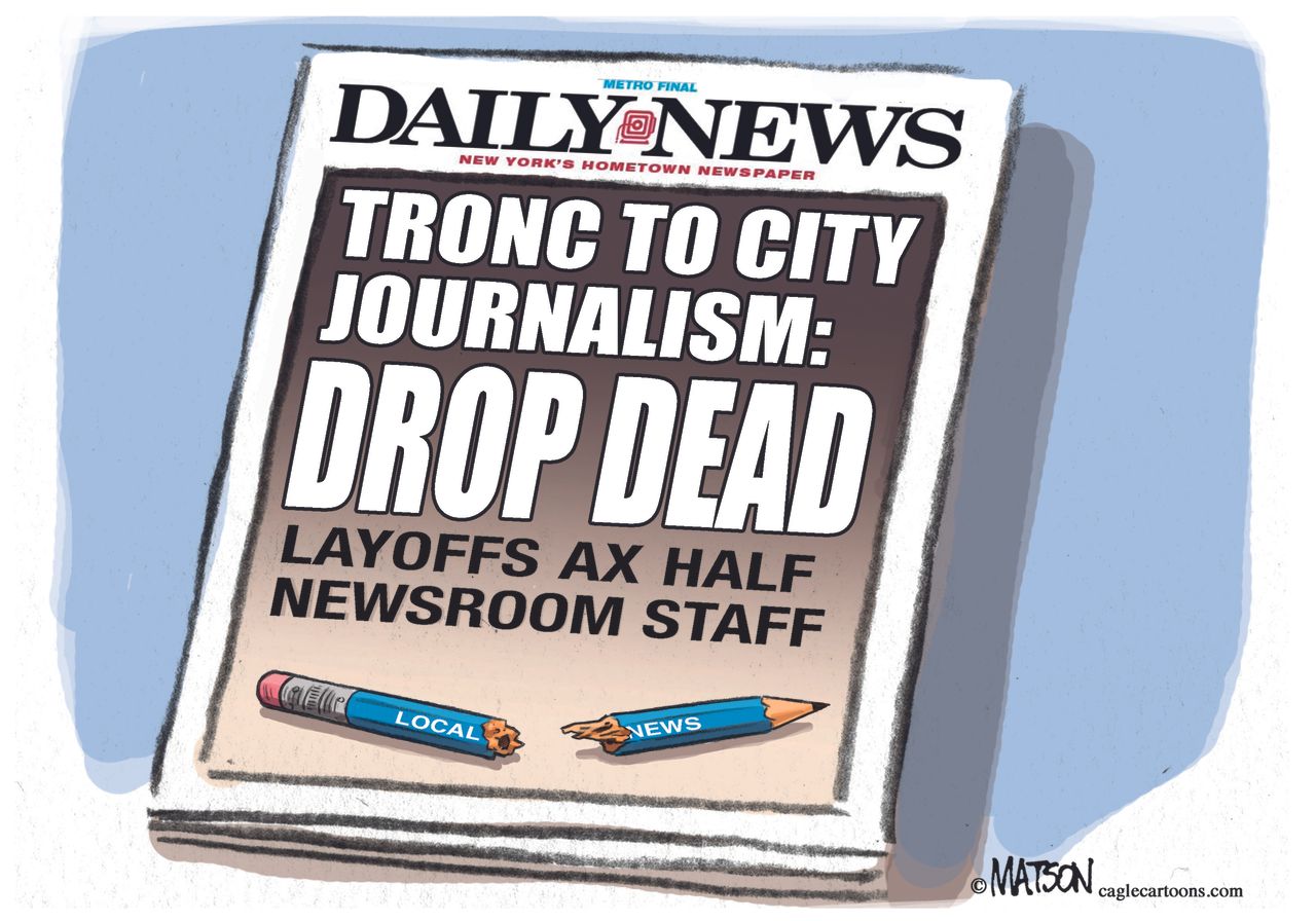 Editorial cartoon U.S. Daily News layoffs