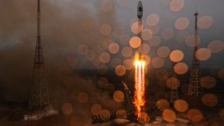 A Soyuz rocket lifts off on the first-ever fully commercial Soyuz mission, on March 22, 2021.