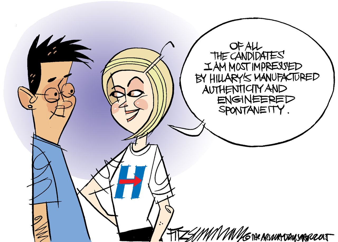 Political cartoon U.S. 2016 election Hillary Clinton