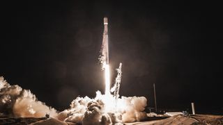 Photo of SpaceX night rocket launch