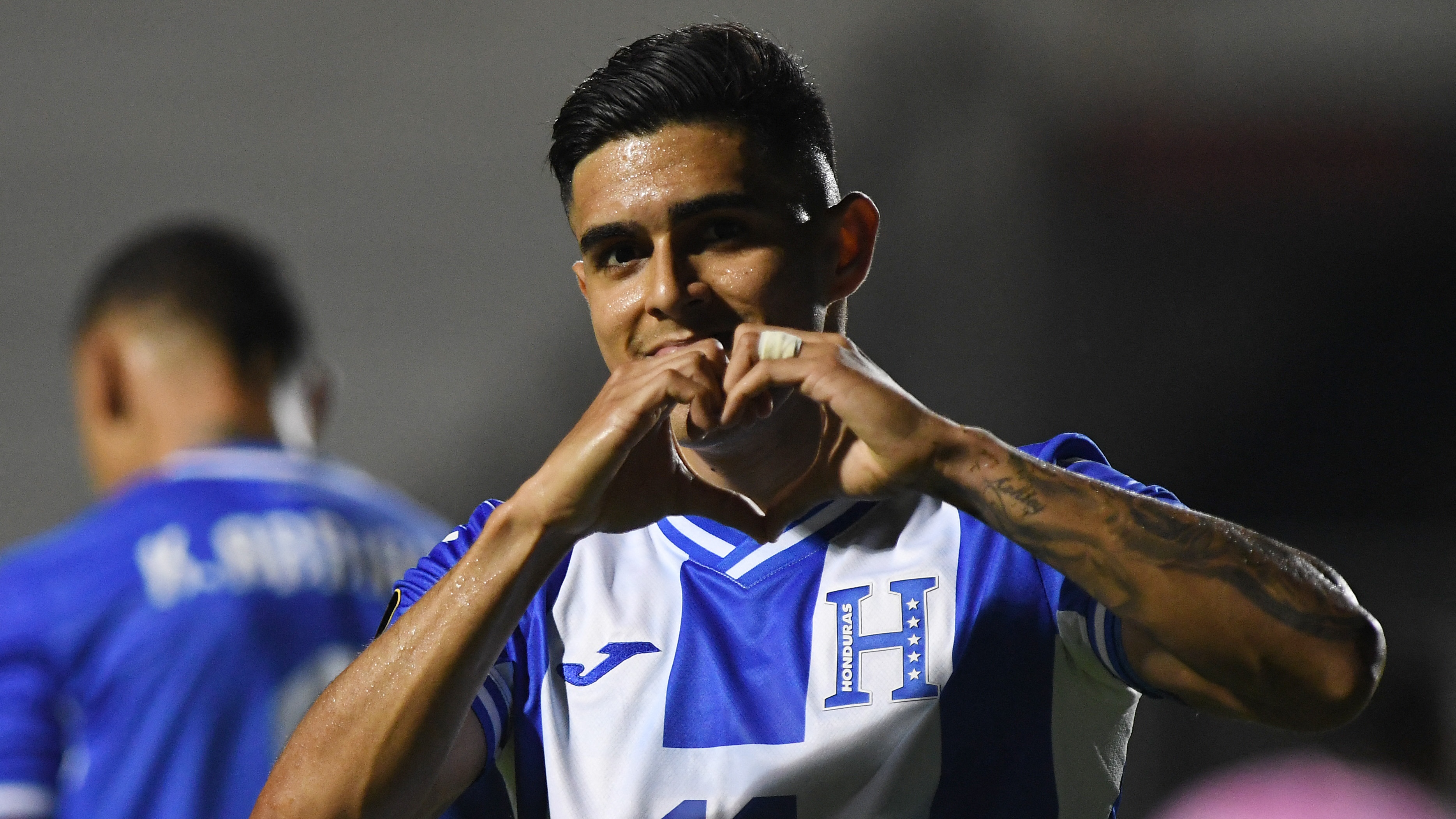 Honduras&#039; midfielder #17 Luis Palma celebrates scoring his team&#039;s second goal during the CONCACAF Gold Cup qualification football match between Honduras and Bermuda at the Nacional Chelato Ucles stadium in Tegucigalpa, on March 25, 2025. 