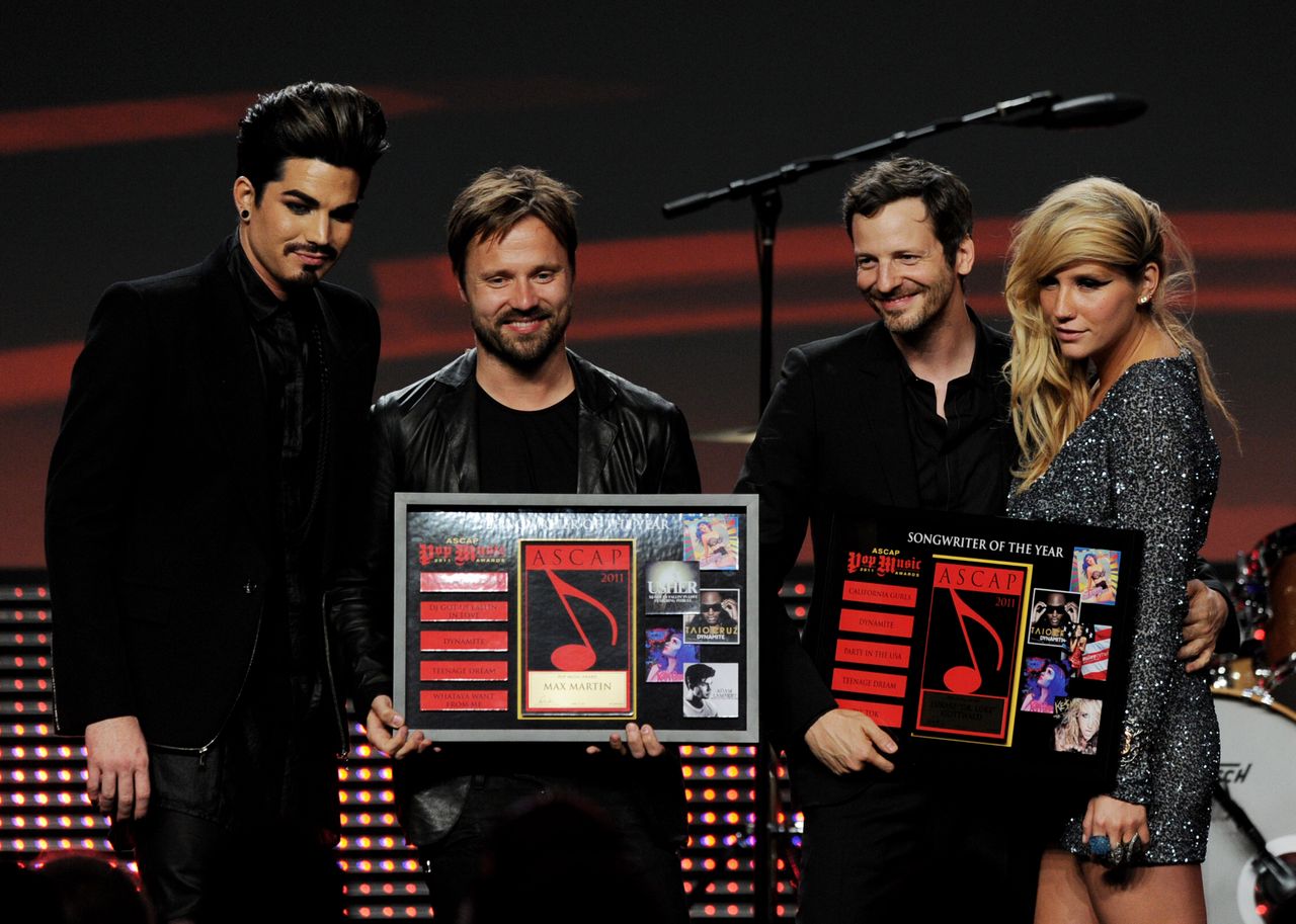 Dr. Luke and Ke$ha pose onstage at the 28th Annual ASCAP Pop Music Awards at the Kodak Ballroom on April 27, 2011.