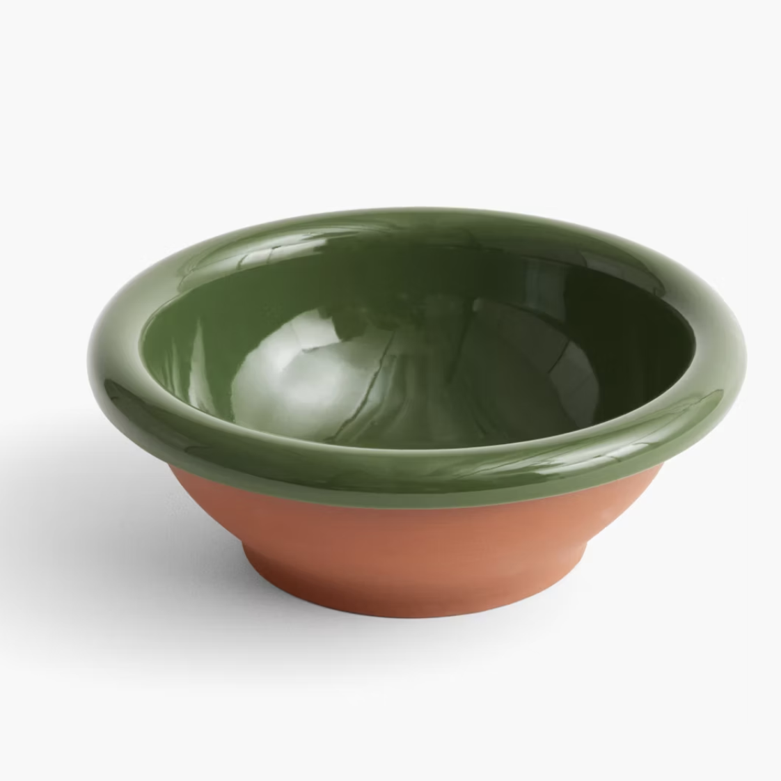 terracotta bowl with green rim