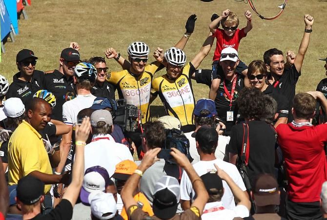 Cape Epic Winners Christoph Sauser and Jaroslav Kulhavy of Burry Stander-Songo
