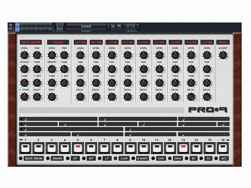 Orion 8 includes Pro-9, an excellent emulation of Roland's legendary TR-909 drum machine.