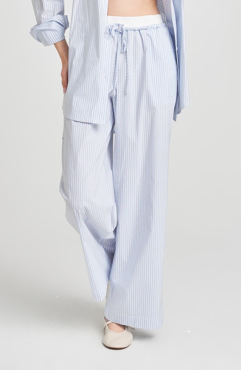 River Stripe Cotton Blend Drawstring Pants
