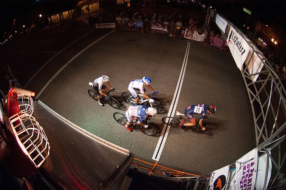 A different perspective of the 4 man break during the mens Pro race.