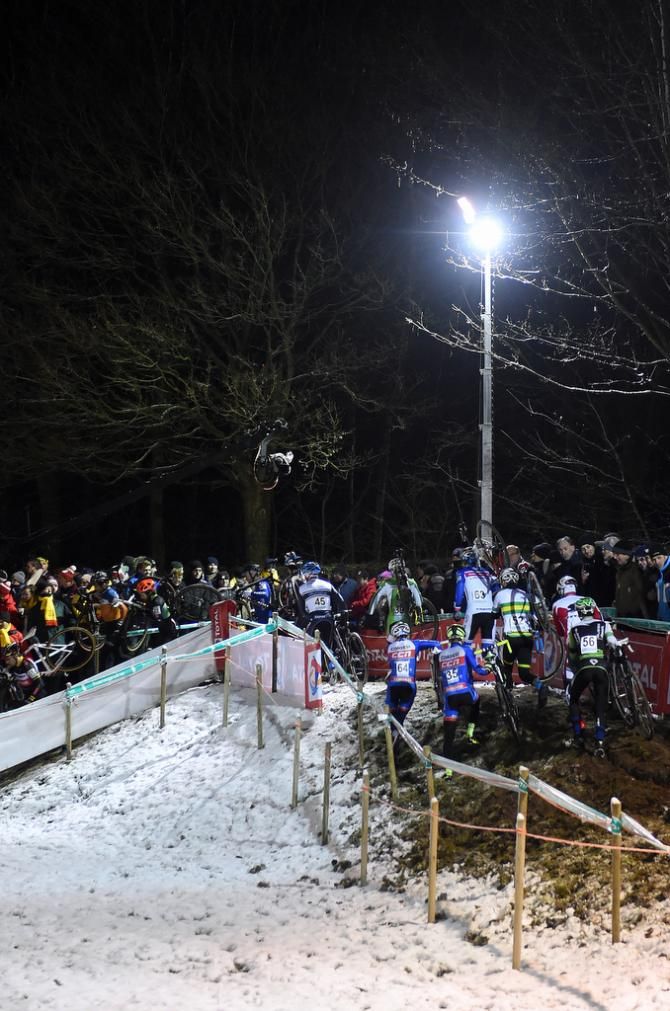 The crowd came out to watch the racing despite the snowy conditions
