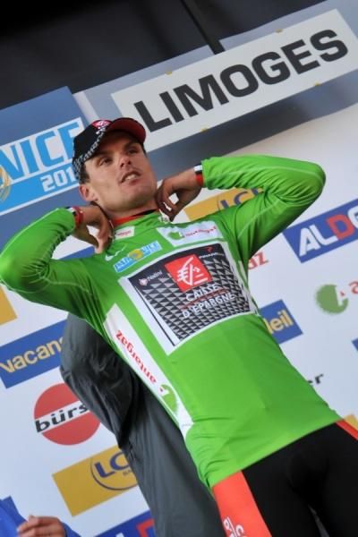 Luis Leon Sanchez took the points jersey after his third place on stage 2 of Paris-Nice.