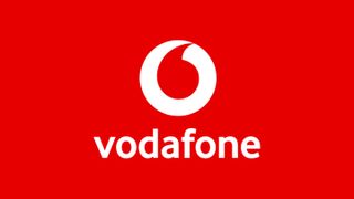 Red background with white Vodafone logo in the middle