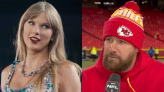 Taylor Swift on The Eras Tour concert movie and Travis Kelce on NFL on ESPN.