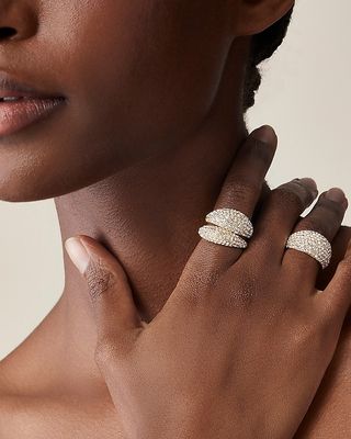 Pavé Sculptural Rings Set-Of-Three