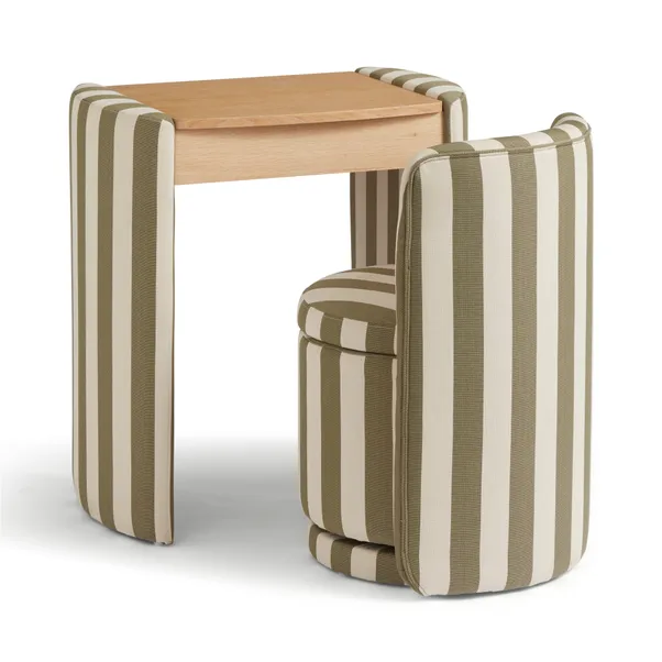 Dunelm, Frankie Striped Compact Dressing Table Set With Mirror and Stool